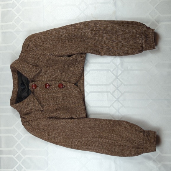 Wool Blend Herringbone Bolero Old Fashioned Zara - Picture 2 of 12